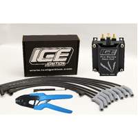 Pro 100 9mm Leads, ICE 4200 Coil & Crimper Kit; DIY V8 Universal, HEI, Straight Boots